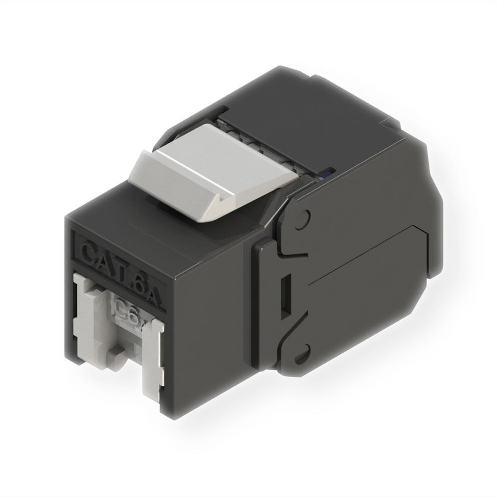 ROLINE Cat.6A (Class EA) Keystone, RJ45, nieekranowany, beznarzędziowy, czarny