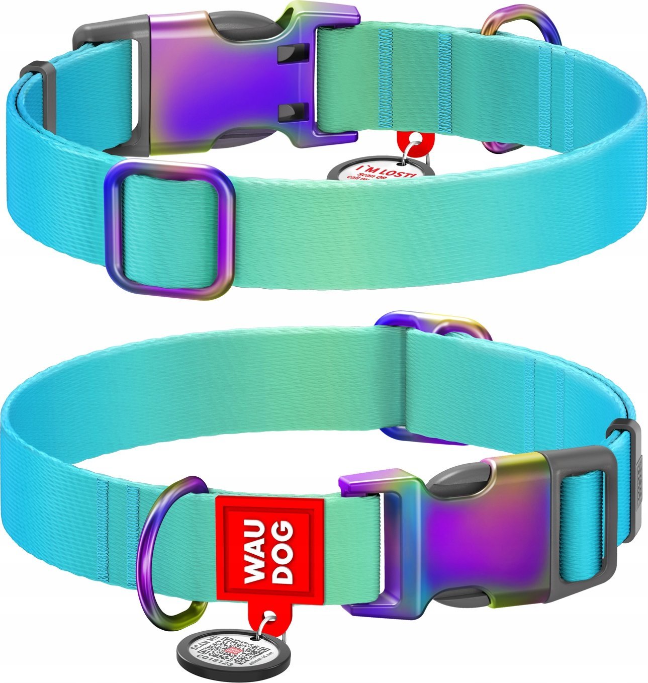 Collar WAU DOG OBROŻA GRADIENT M 2,0/28-40cm NYLON NIEBIESKA