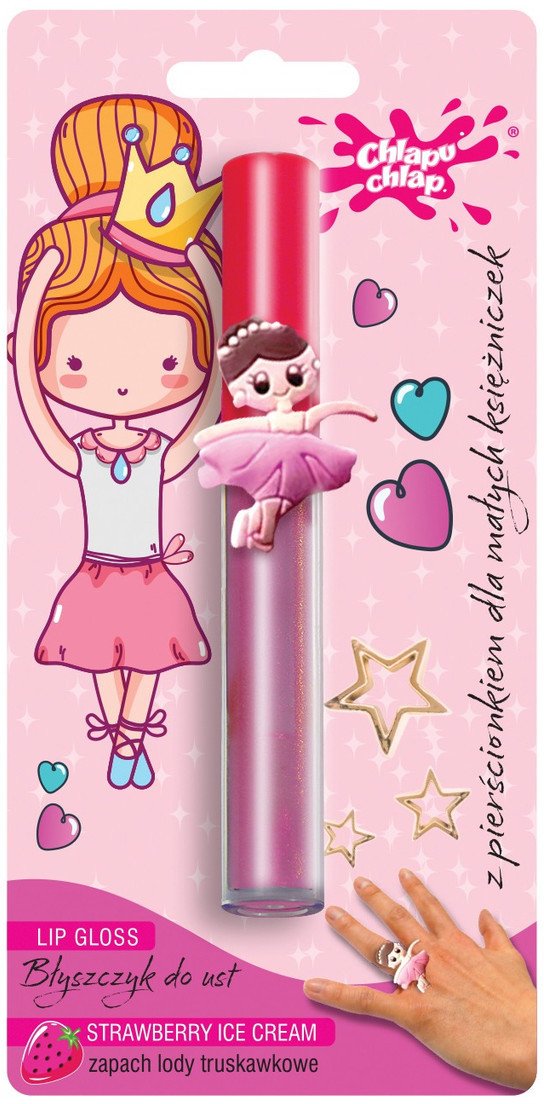Chlapu Chlap Błyszczyk do ust z pierścionkiem-lody truskawkowe 1szt