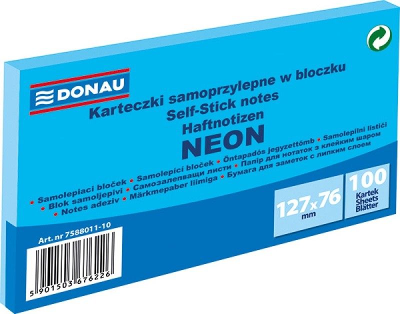 PBS Connect BLOCZEK SAMOPRZYLEPNY, DONAU, 127X76MM, 100K, NEON NIEBIESKI 7588011-10