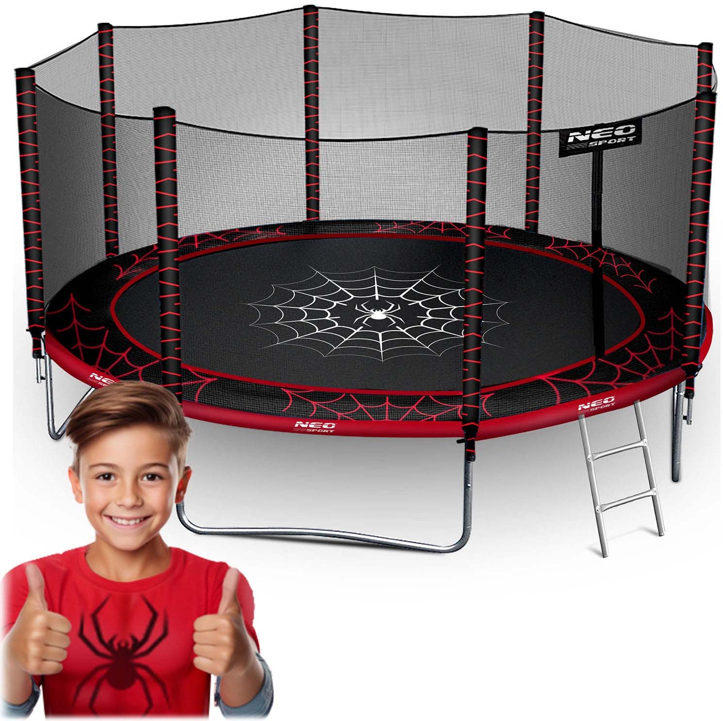 Trampolina ogrodowa 13ft/404cm z siatką zewnętrzną i drabinką Neo-Sport EDUKAMP
