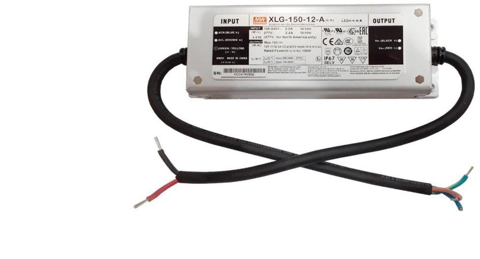 Zasilacz MeanWell 150W 12VDC 12,5A XLG-150-12-A IP67 filtr PFC