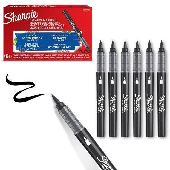 Sharpie Markery akrylowe czarne (6szt)