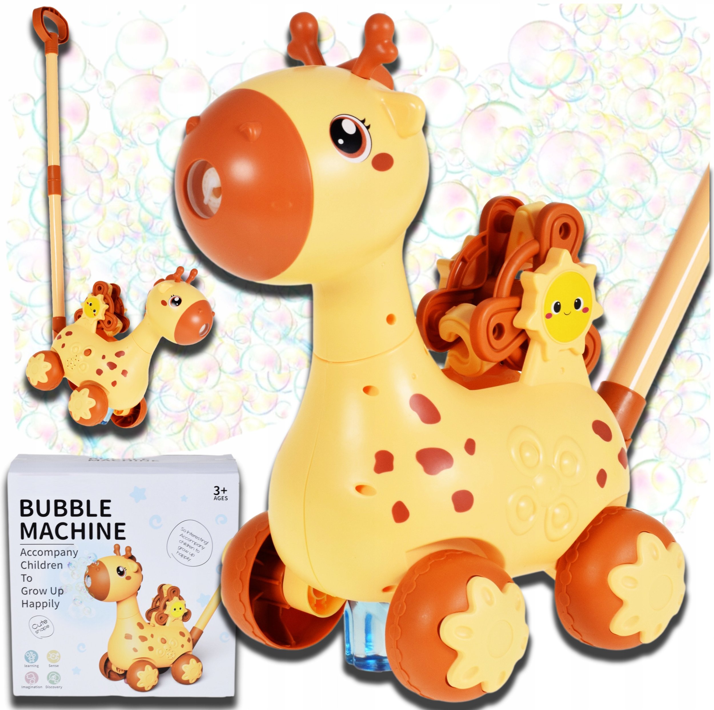 ZABAWKA PCHACZ WÓZEK DLA DZIECI DO BANIEK MYDLANYCH AUTOMAT NA BATERIE