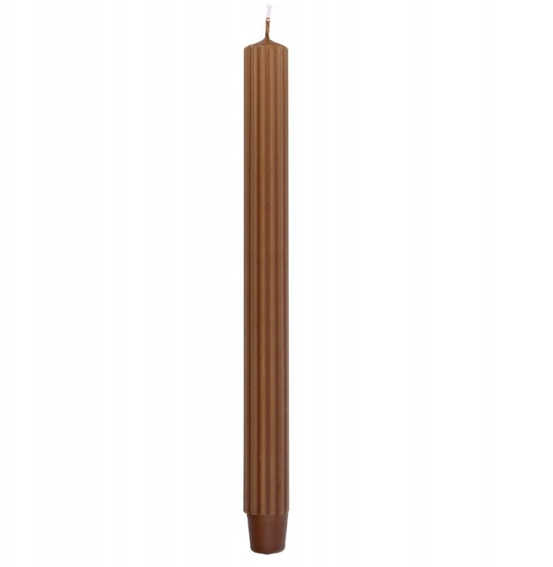 Donau Home Świeca stołowa długa ryflowana DONAU HOME, 25x300 mm, karmelowa