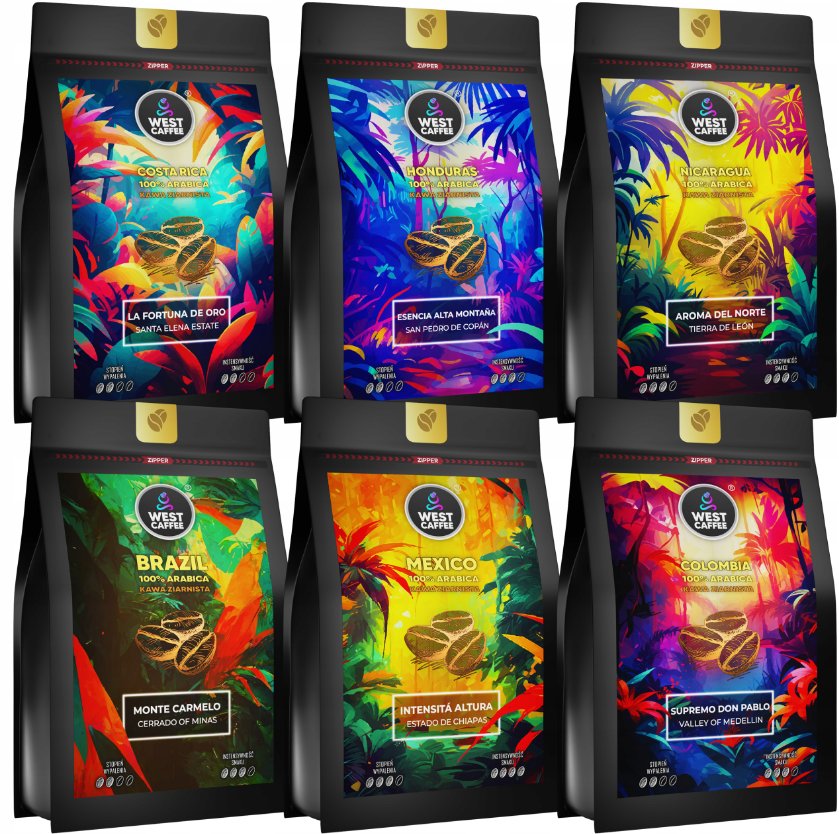 Kawa ziarnista West Caffee Kawa Ziarnista Zestaw 6x250g MIX 100% Arabica