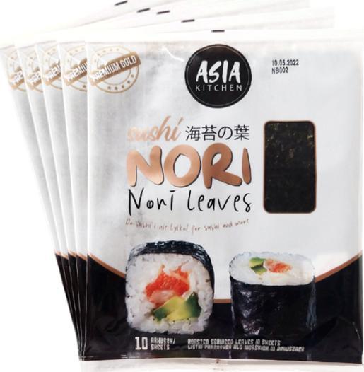 Asia Kitchen Algi Sushi Nori Premium Gold 5 x 10 szt -
