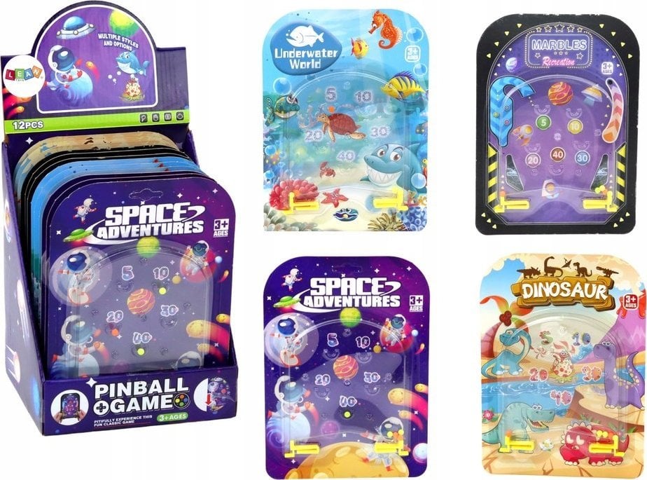 LeanToys Gra Kieszonkowa Pinball Flipper Kosmos Dinozaury Ocean