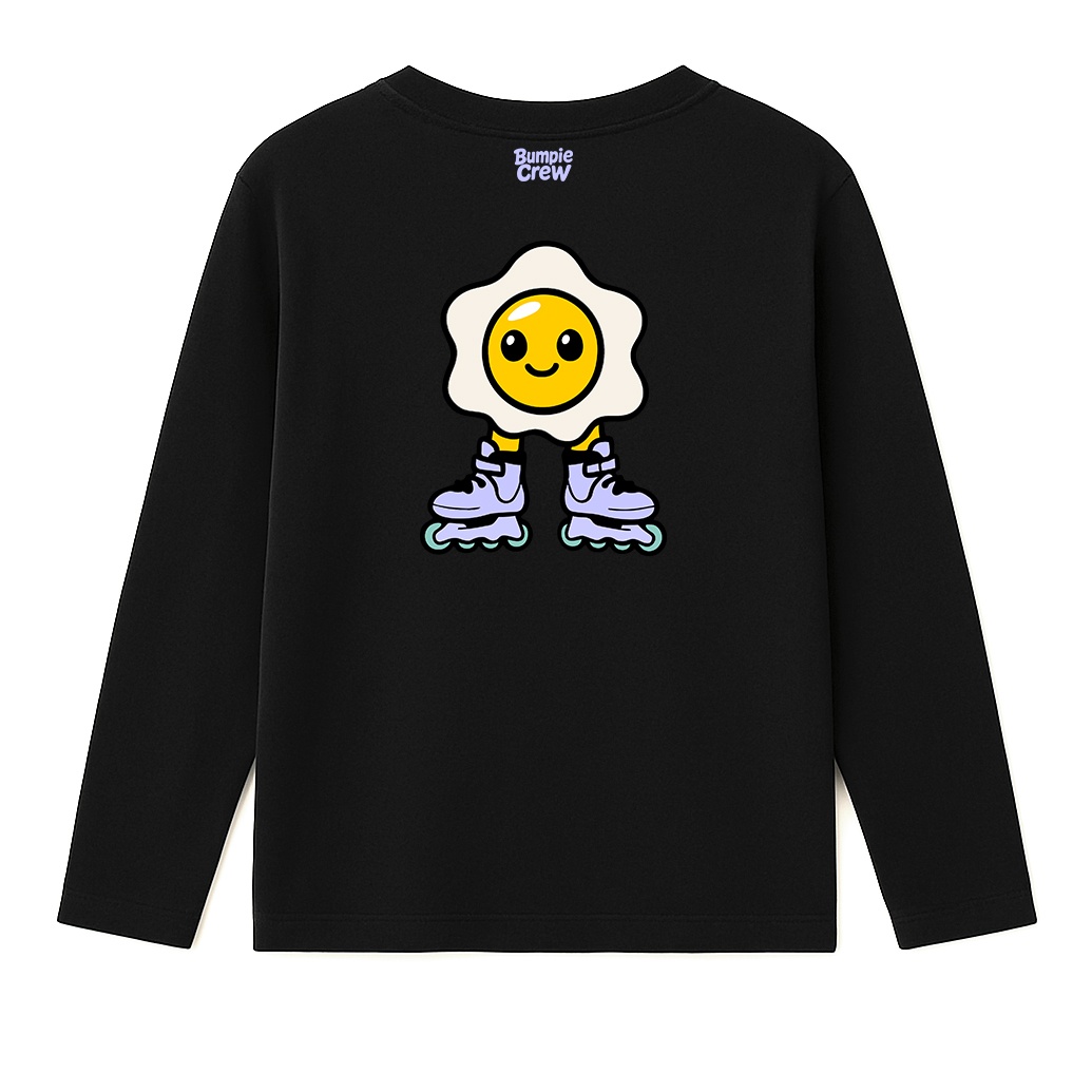 Longsleeve dziecięcy streetwear dla młodych rolkarzy - Bumpie Crew jajko rolki (czarny)