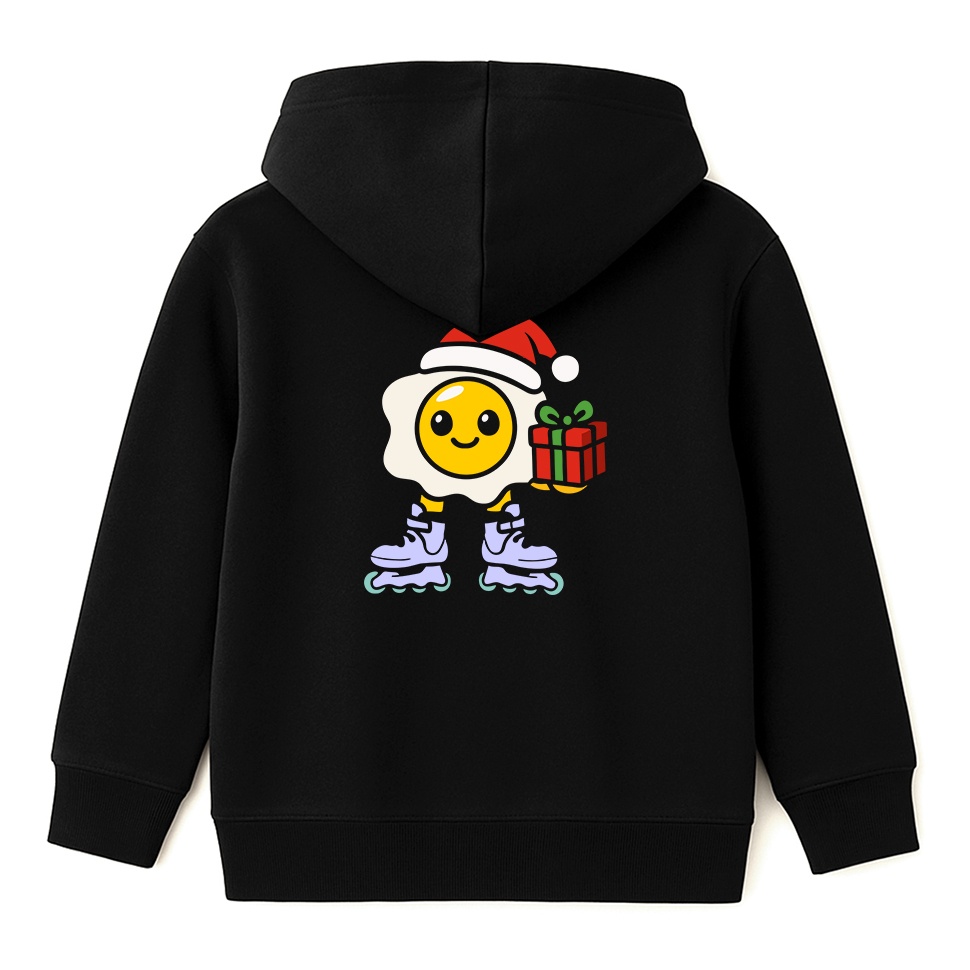 Świąteczna bluza z kapturem dla dzieci Jajko Rolki – skate X-mas (czarna)