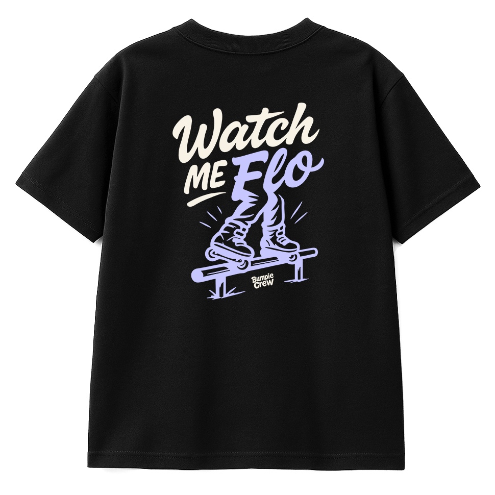 Koszulka rolkowa Watch Me Flo – streetwear dla dzieci (czarna)