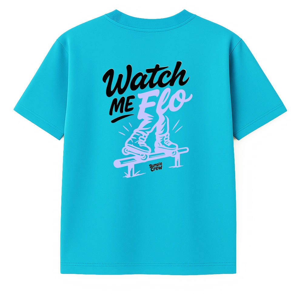 Koszulka rolkowa Watch Me Flo – streetwear dla dzieci (błękitna)