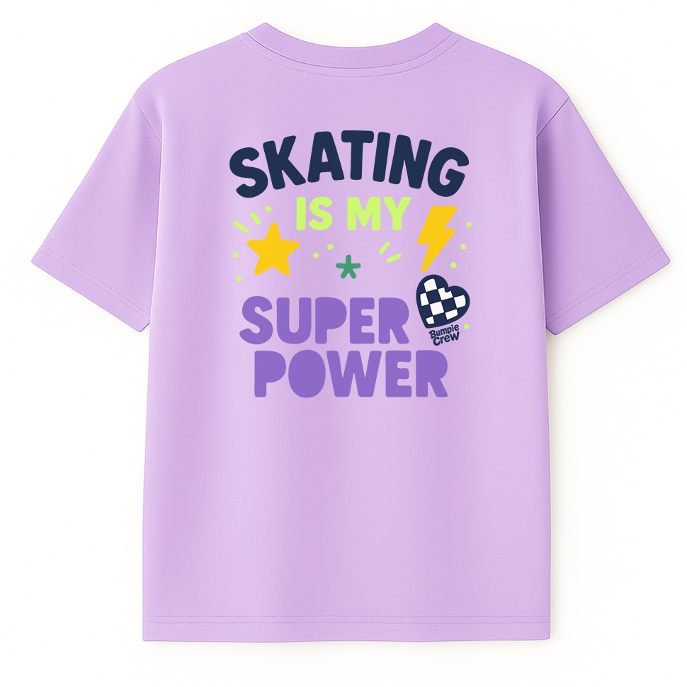T-shirt dziecięcy Skating Is My Super Power – streetwear kids (liliowa)