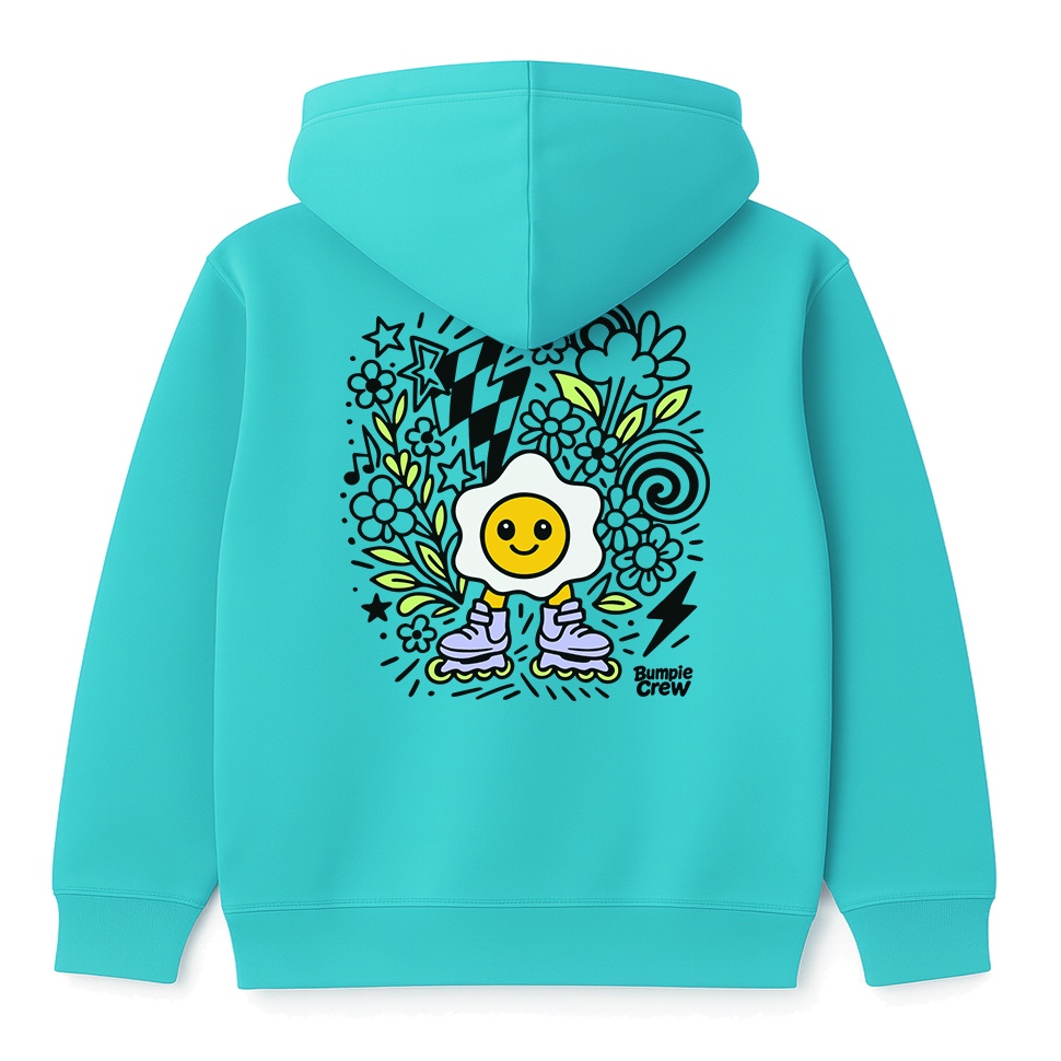 Bluza rolkowa z kapturem Jajko Flower – miejski styl kids (turkusowa)