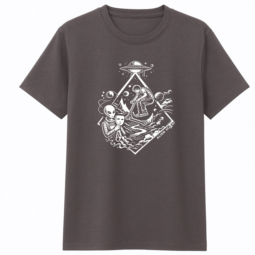 T-shirt hulajnoga Hello Human Starfall - Koszulka na hulajnogę wyczynowa Alien Scoot (grafitowa)