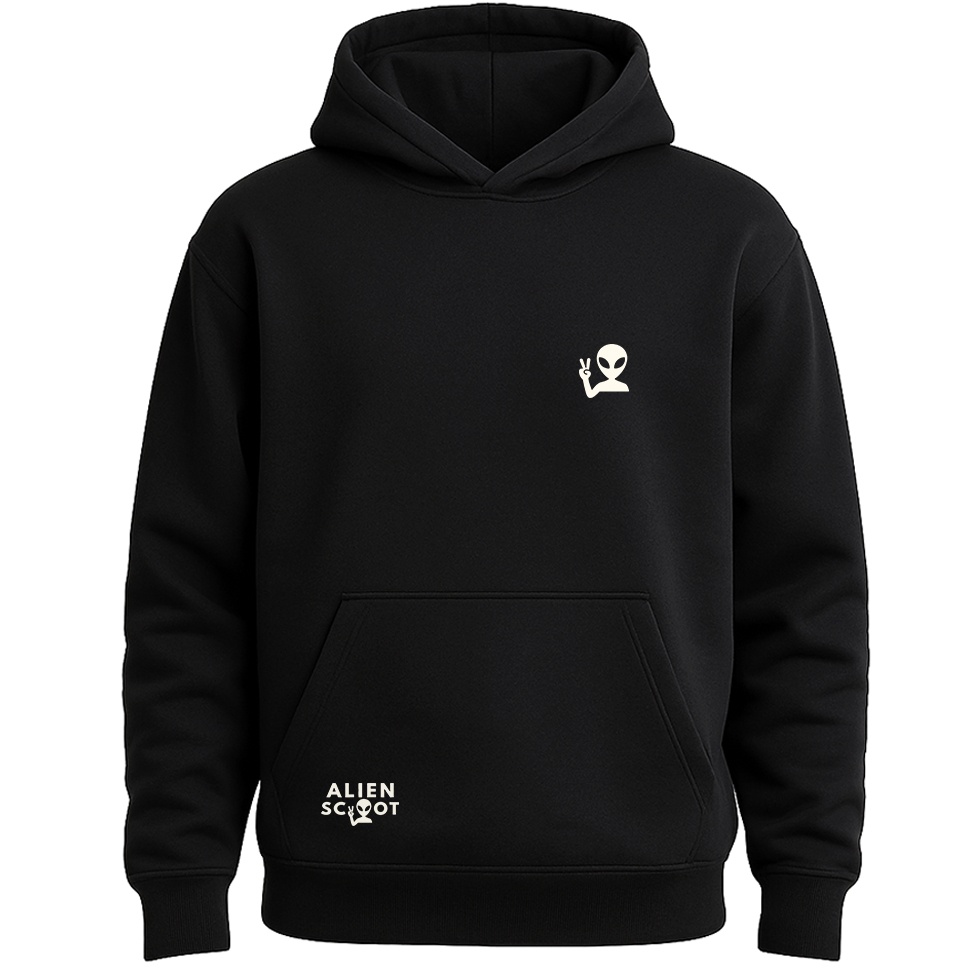 Bluza na hulajnogę basic logo white Alien Scoot – bluza hulajnoga z kapturem (czarna)