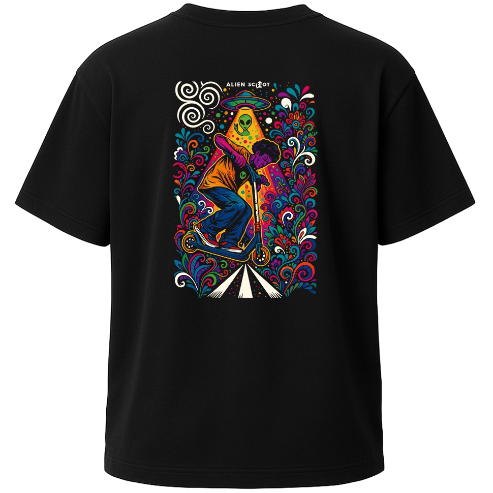 T-shirt hulajnoga Hello Human Color - Koszulka na hulajnogę wyczynowa Alien Scoot (czarna)