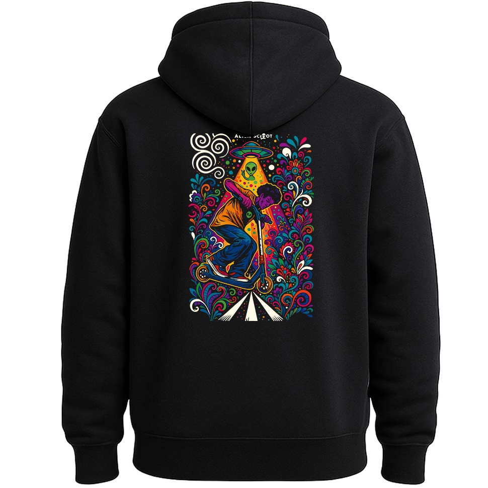 Bluza z kapturem na hulajnogę Alien Scoot Color, profesjonalna bluza, hulajnoga, wyczynowa (czarna)