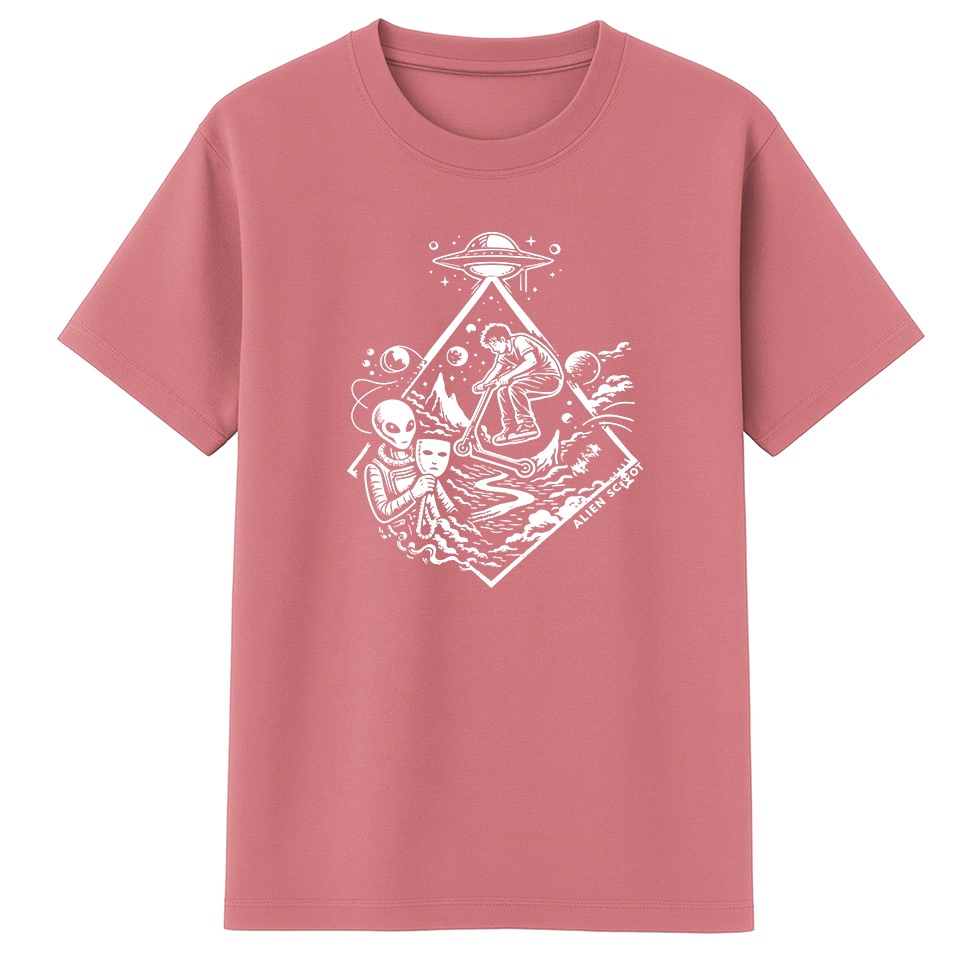 T-shirt hulajnoga Hello Human Starfall - Koszulka na hulajnogę wyczynowa Alien Scoot (szaroróżowy)