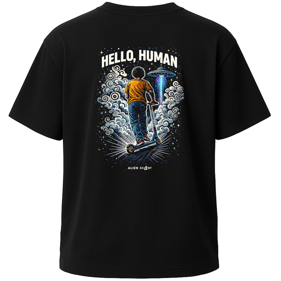 T-shirt hulajnoga Hello Human Smoke - Koszulka na hulajnogę wyczynowa Alien Scoot (czarna)
