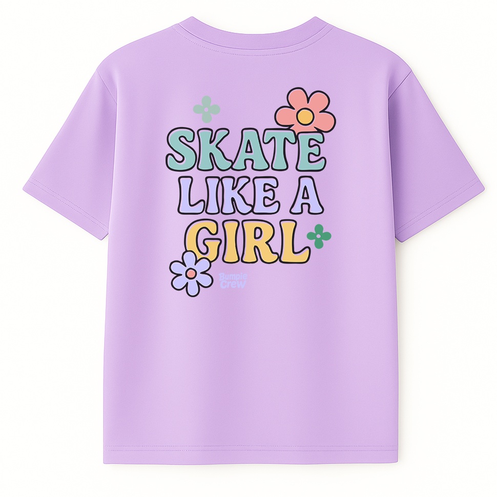 Koszulka dziecięca Skate Like a Girl – skate style dla dziewczynek (liliowa)