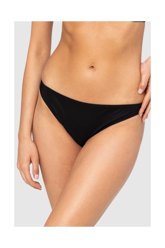 MOSCHINO Czarny dół od bikini ze złotym logo, Rozmiar S