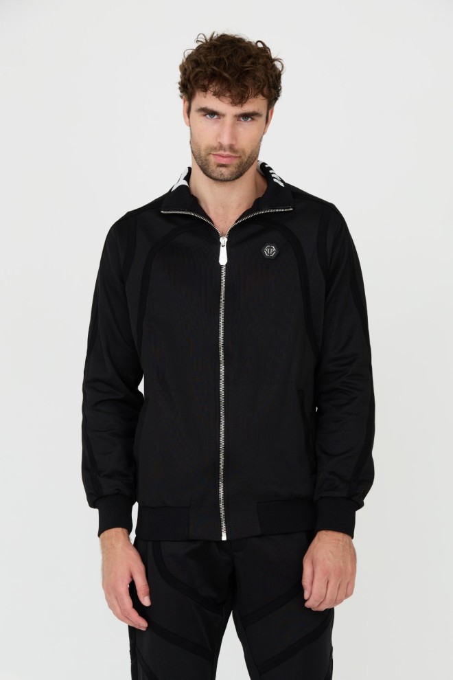 PHILIPP PLEIN Czarna męska bluza dresowa Jogging Zipped Jacket, Rozmiar 3XL