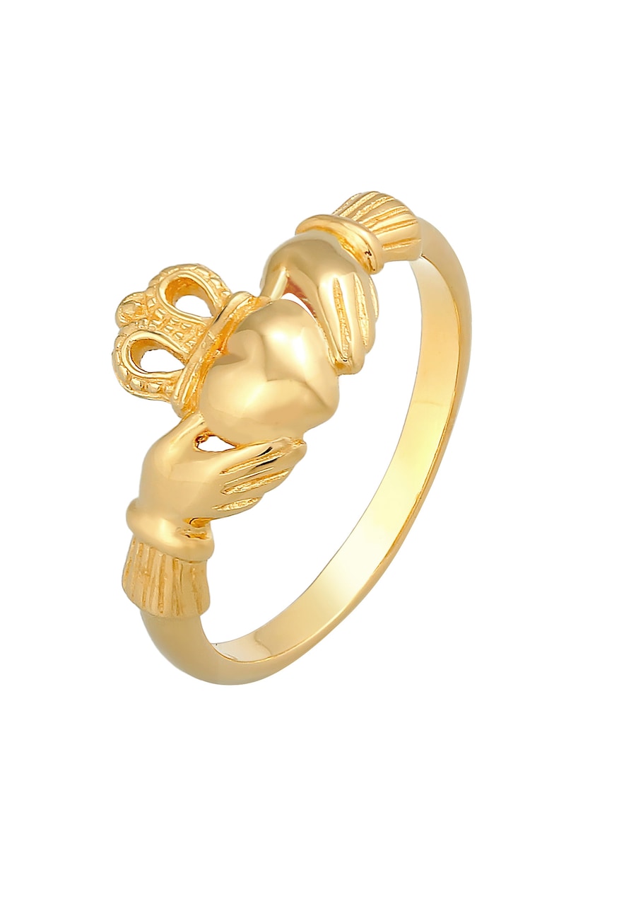 Elli Damski Claddagh serce korona w srebrze 925 Sterling Silver Pierścionki 1 ct