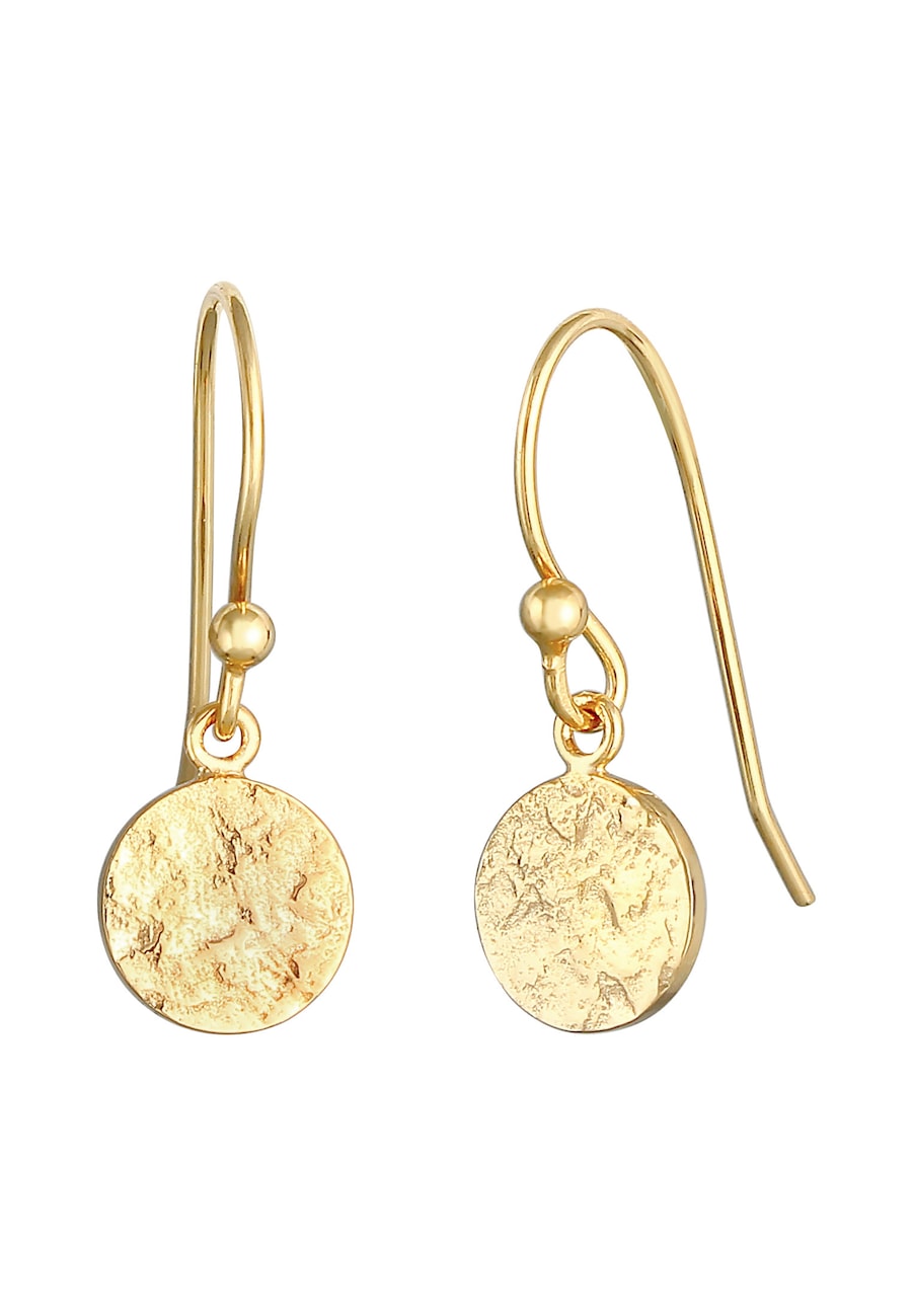Elli Damskie kolczyki wiszące płytkowe kute Organic w pozłacanym srebrze próby 925 Sterling Silver Kolczyki 1 ct