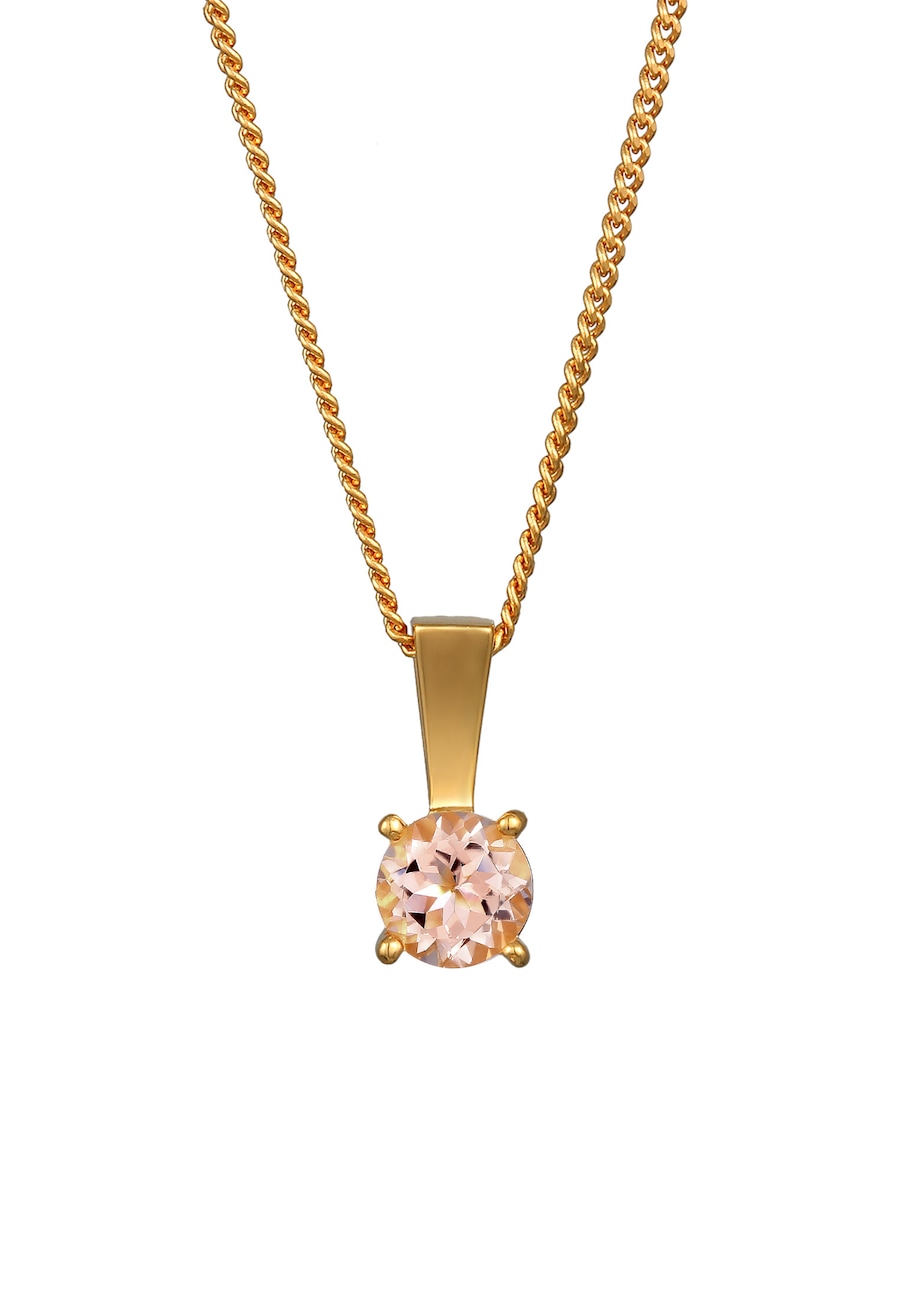Elli PREMIUM Damski Solitaire zawieszka Elegant z kamieniem szlachetnym morganit w pozłacanym srebrze próby 925 Sterling Silver Naszyjniki 1 ct