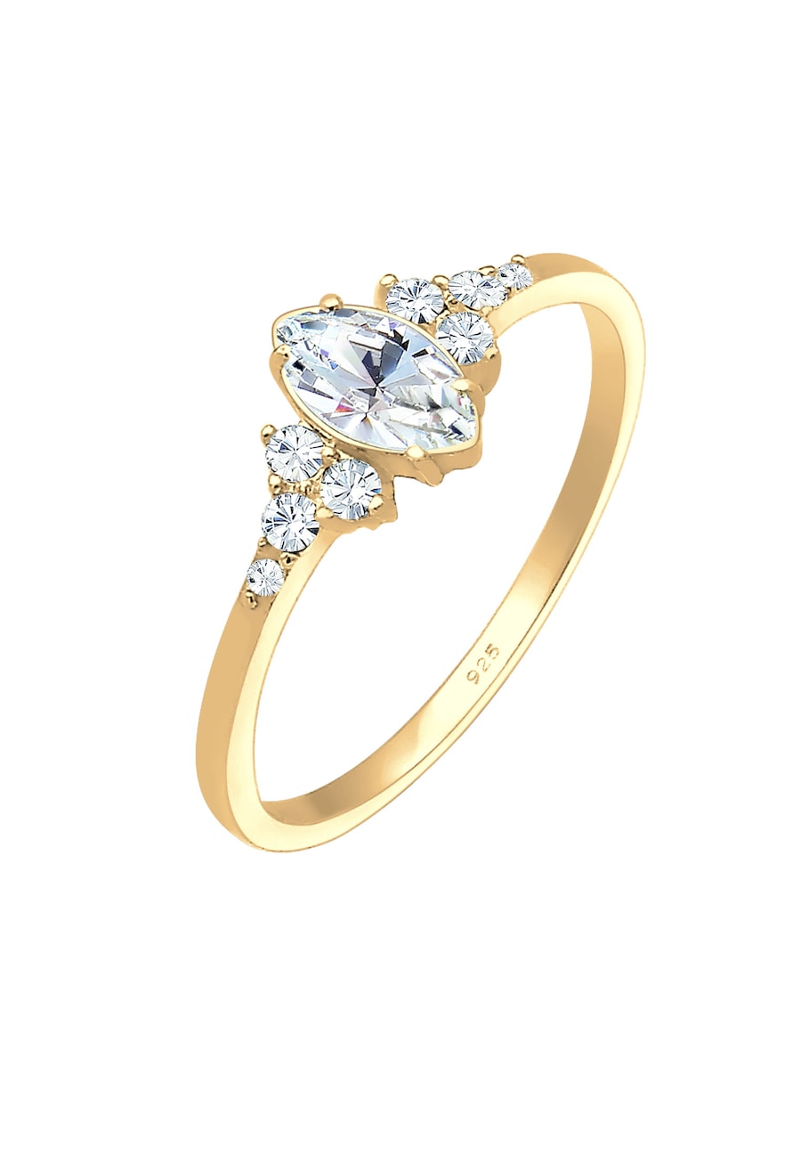 Elli Damski walentynkowy z markizem z kryształami w srebrze próby 925 Sterling Silver Pierścionki 1 ct