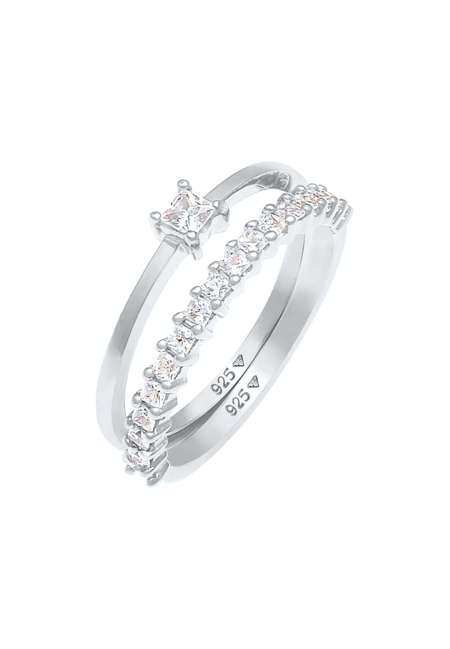 Elli Damski soliter zaręczyny Infinity z kryształami cyrkonii pozłacane srebro 925 Sterling Silver Pierścionki 1 ct
