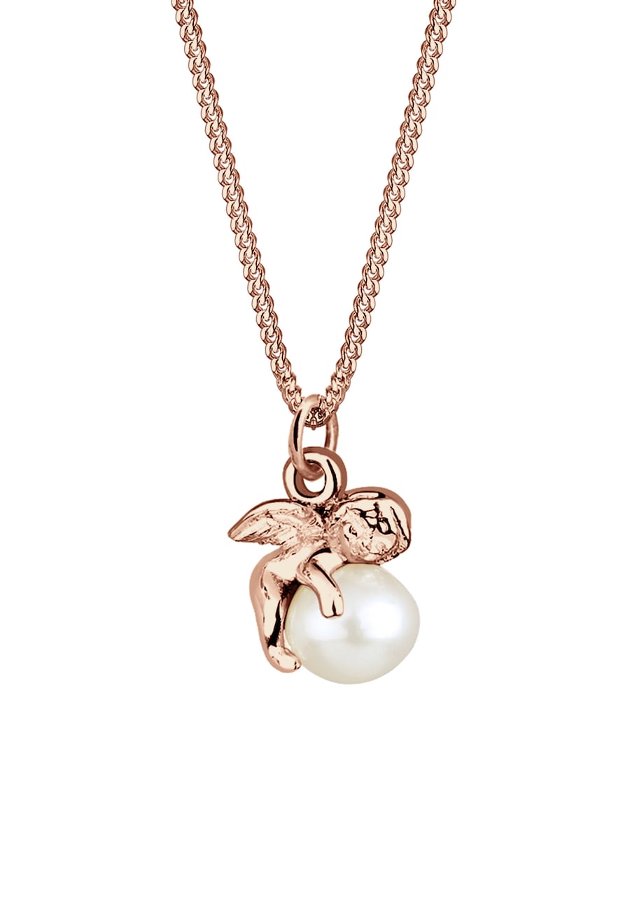 Elli Damski Aniołek z perłą hodowlana słodkowodną w srebrze 925 Sterling Silver Naszyjniki 1 ct