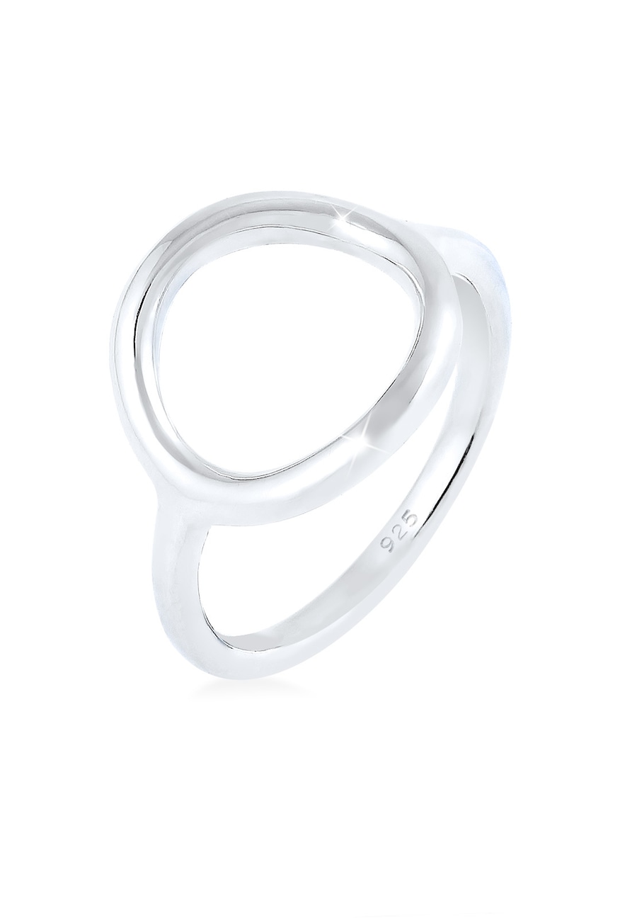 Elli Damski koło okrągły Geo Statement w srebrze 925 Sterling Silver Pierścionki 1 ct