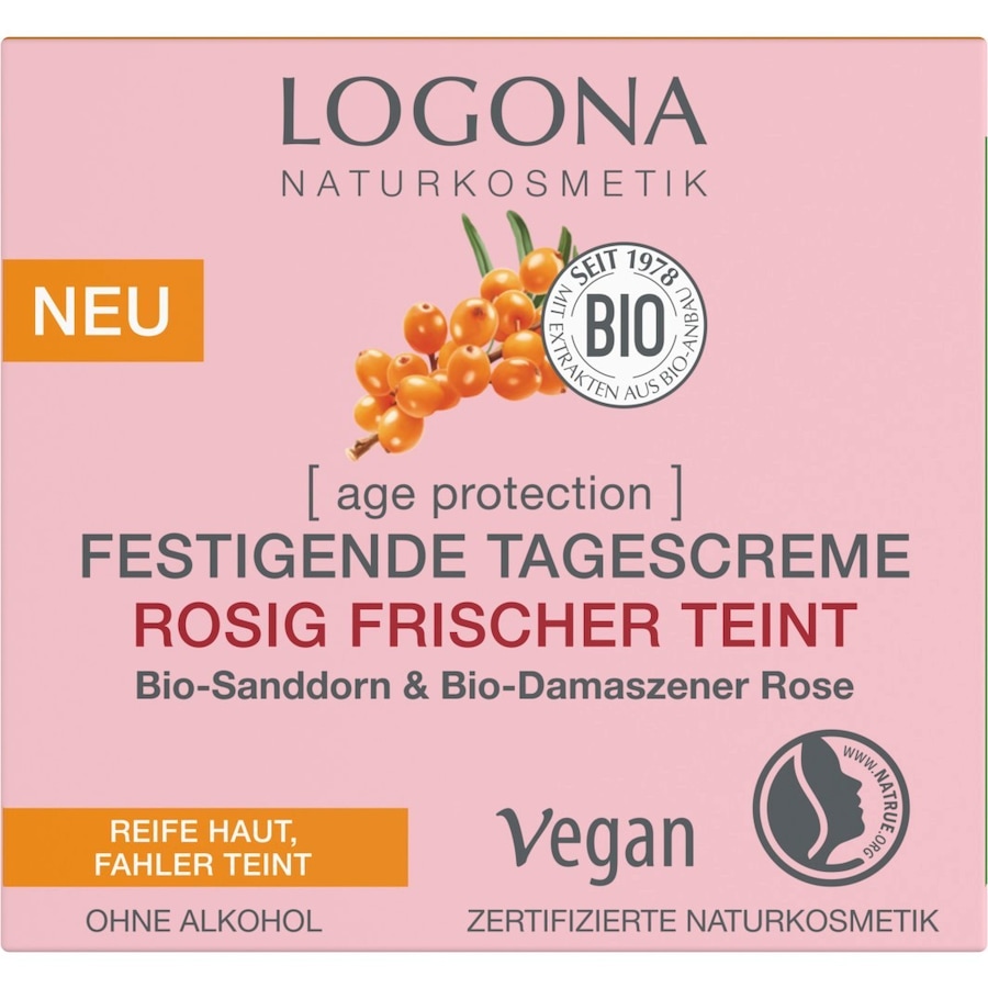 LOGONA Age Protection Ujędrniający krem na dzień z organicznym rokitnikiem i organiczną różą damasceńską Kremy na dzień
