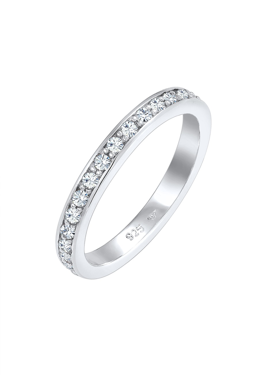 Elli Damska obrączka Memoire z kryształami w srebrze próby 925 Sterling Silver Pierścionki 1 ct Damski