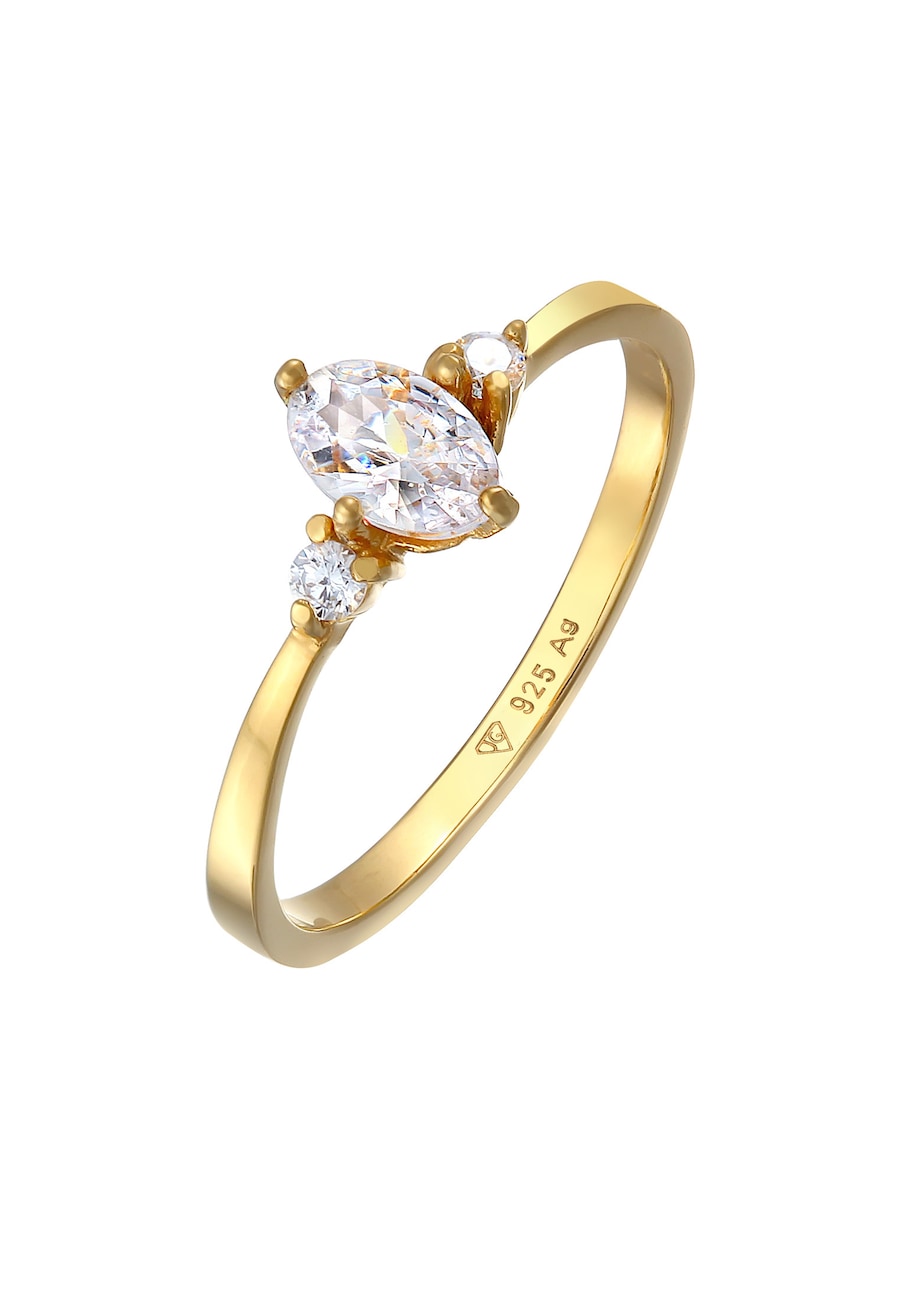 Elli Damski pierścionek zaręczynowy owalny z kryształami cyrkonii w srebrze próby 925 Sterling Silver Pierścionki 1 ct