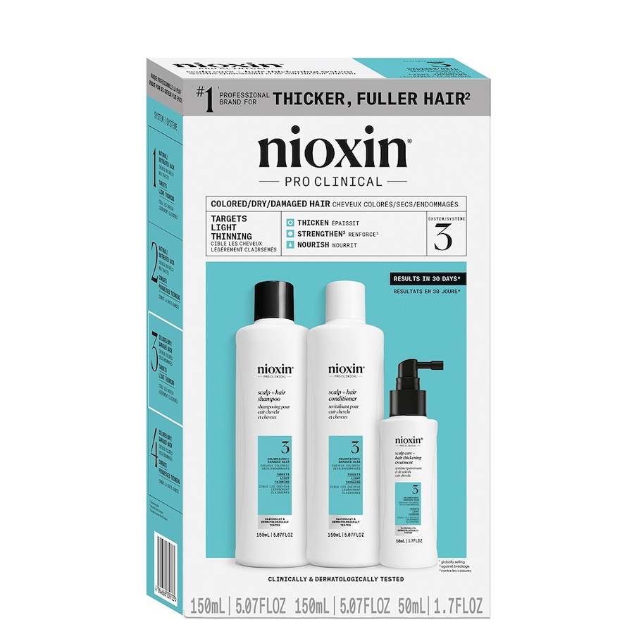 Nioxin Nioxin System 3 zestaw oczyszczający do włosów farbowanych, lekko przerzedzonych, 150+150+ Zestawy do pielęgnacji włosów 1 ct