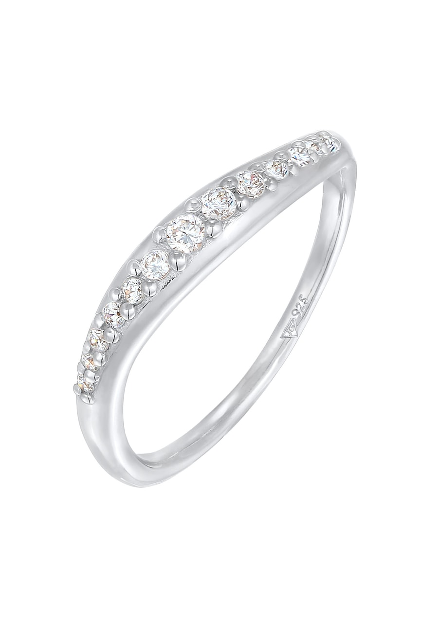 Elli Damski do łączenie skręcony Elegant z kryształami cyrkonii w srebrze próby 925 Sterling Silver Pierścionki 1 ct