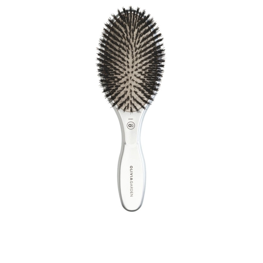 Olivia Garden EXPERT CARE OVAL Boar Bristles Silver Płaskie szczotki do włosów 1 ct