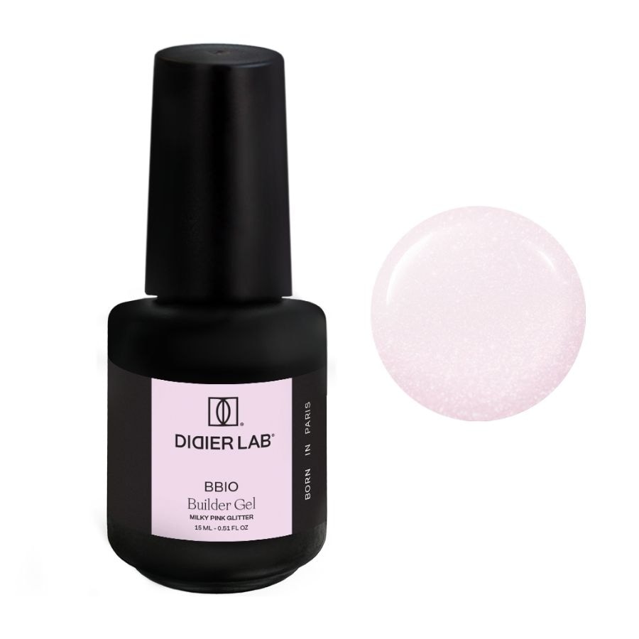 Didier LAB Żel budujący w butelce BBIO Lakiery do paznokci milky pink glitter