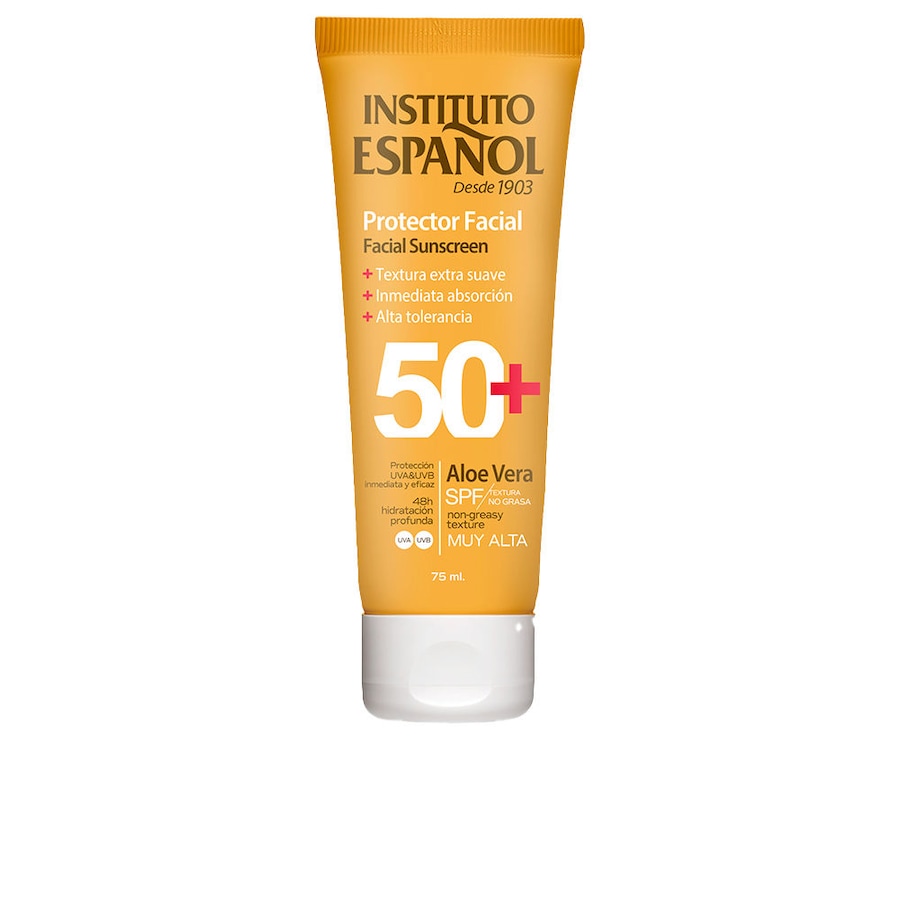 Instituto Español Krem do opalania twarzy z aloesem w tubce SPF 50+ Ochrona przeciwsłoneczna