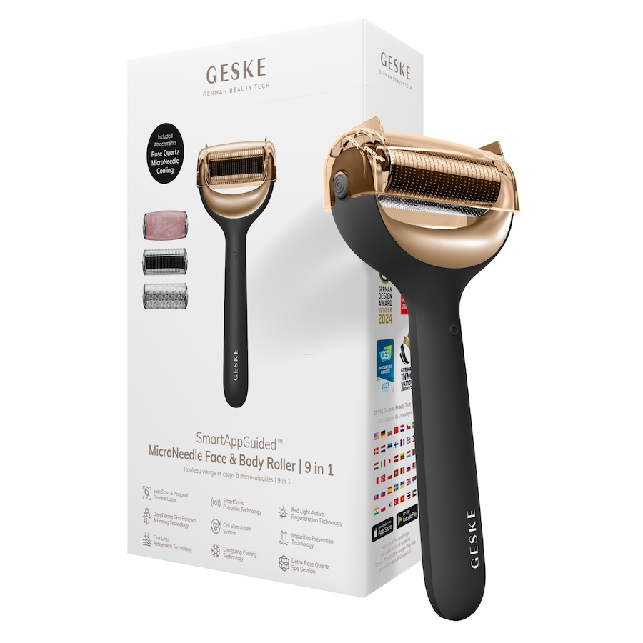 brands GESKE SmartAppGuided™ MicroNeedle Face & Body Roller | 9 in 1 Płyny do czyszczenia pędzli 1 ct