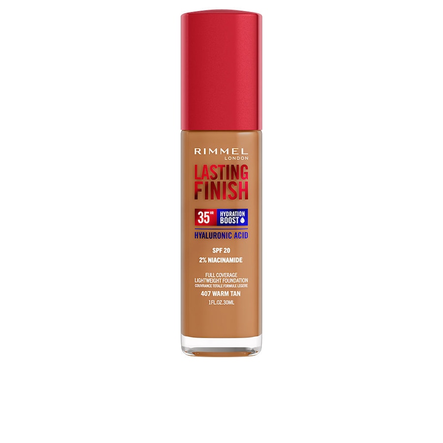 Rimmel London TRWAŁE WYKOŃCZENIE Zwiększenie nawilżenia SPF20 Podkłady 407-Ciepła opalenizna