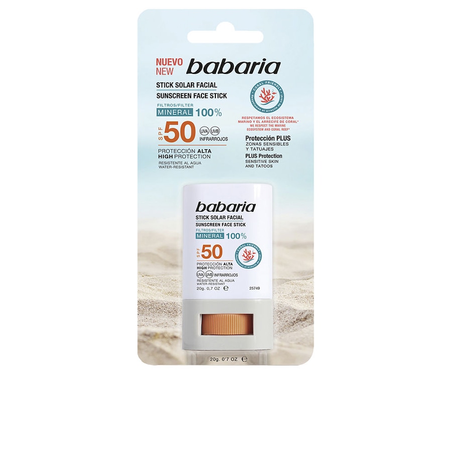 Babaria Sunscreen Face Stick sztyft do twarzy ochrona przed słońcem SPF50 Ochrona przeciwsłoneczna