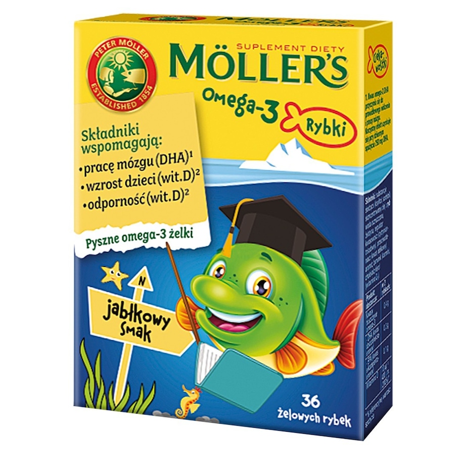 MOLLER'S MOLLER'S Omega-3 Rybki jabłkowe Witaminy i substancje witalne 1 ct