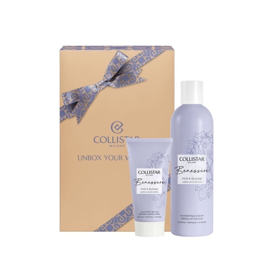Collistar BENESSERE FIGA I WISTERIA KREMOWE MLECZKO POD PRYSZNIC + PŁYNNE MASŁO DO CIAŁA Zestawy prezentowe 1 ct Damski