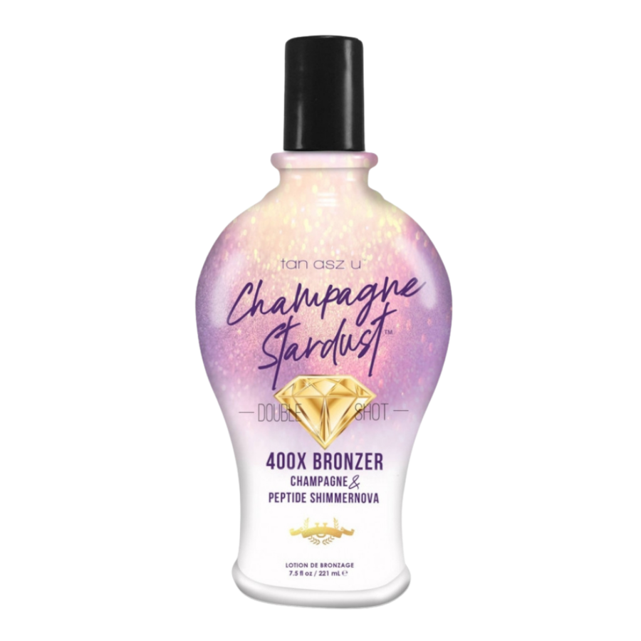 Tan Asz U Champagne Stardust bronzer do opalania z perłowym blaskiem peptydami i podwójną dawką bronzerów Samoopalacze