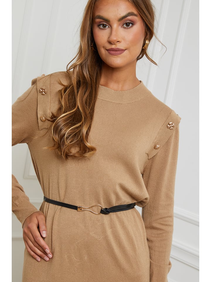 Opis: Soft Cashmere Sukienka dzianinowa w kolorze jasnobrązowym rozmiar: 34/36.