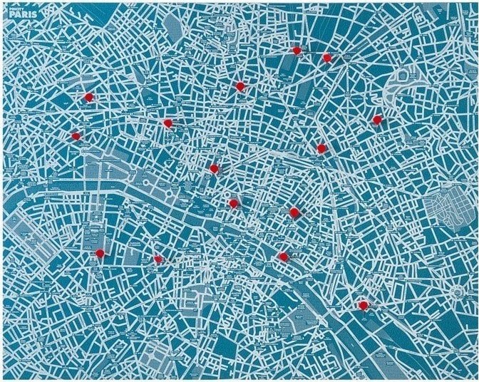 Dekoracja ścienna Pin City Paryż jasnoniebieska